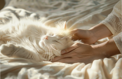 seance de magnetisme sur un chat